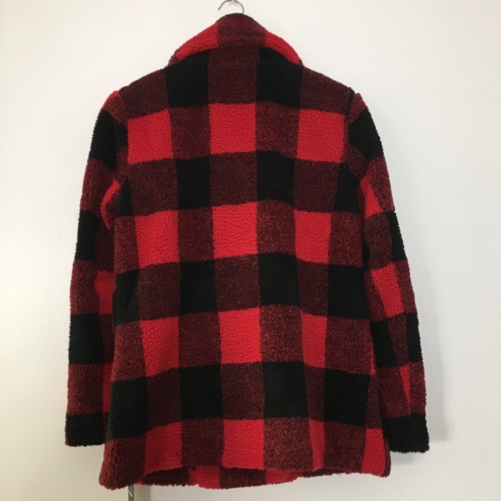 French Connection Plaid Faux Fur Teddy Coat - Picture 4 of 8